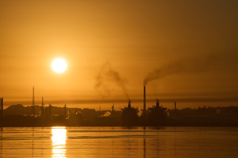 Smoke rises from an oil refinery in Cuba.