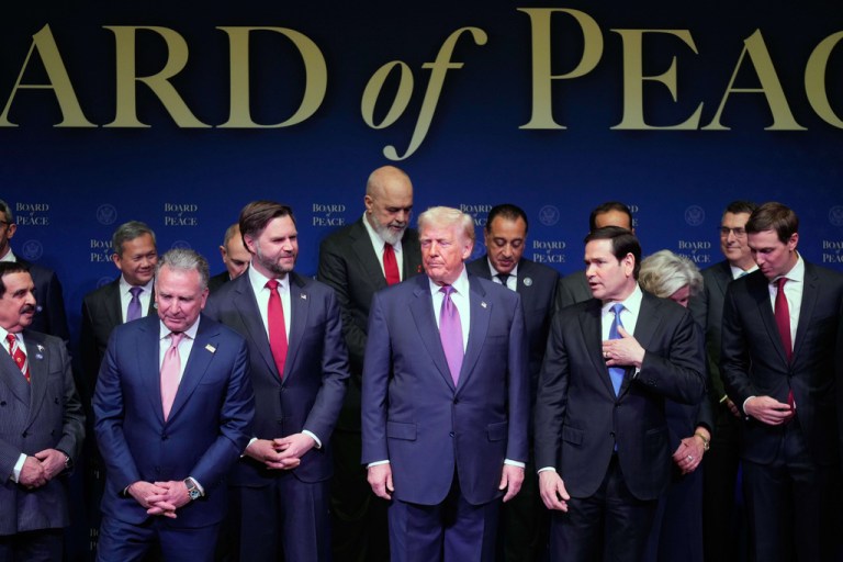 Trump stands center-stage with Rubio and Vance at the Board of Peace meeting