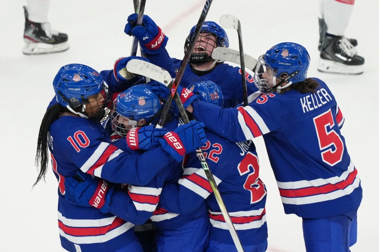 U.S. women's hockey team after Olympic win.