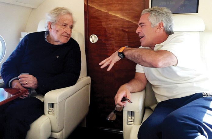 Noam Chomsky with Jeffrey Epstein on the latter’s private jet. (House Oversight Democrats)