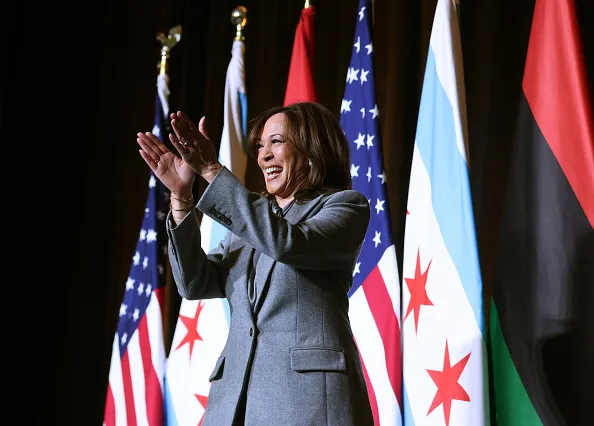 Former Vice President Kamala Harris arrives to deliver the keynote address at the Martin Luther King Jr. Interfaith Breakfast.