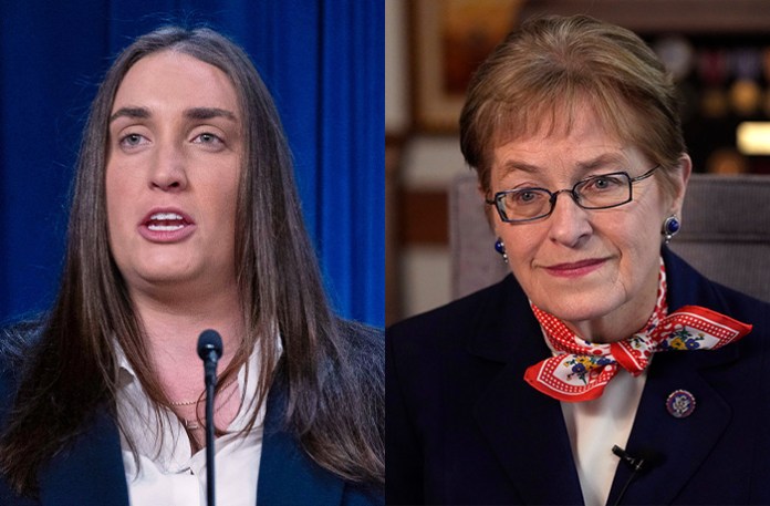 Left: Madison Sheahan. Right: Rep. Marcy Kaptur (D-OH) (Jose Luis Magana/AP; Carlos Osorio/AP)