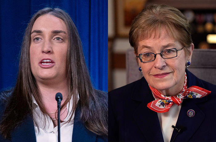 Left: Madison Sheahan. Right: Rep. Marcy Kaptur (D-OH) (Jose Luis Magana/AP; Carlos Osorio/AP)