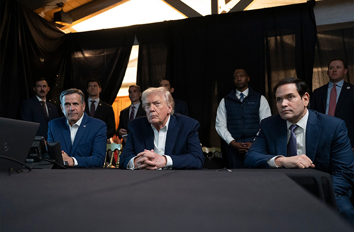 CIA Director John Ratcliffe, President Donald Trump, and Secretary of State Marco Rubio on Jan. 3. (Molly Riley/The White House via AP)