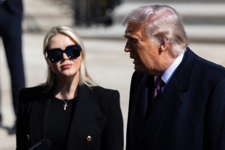 President Donald Trump and White House press secretary Karoline Leavitt.