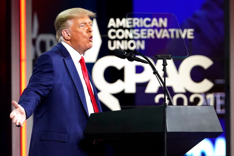 Trump speaks at CPAC 2021 in Florida.