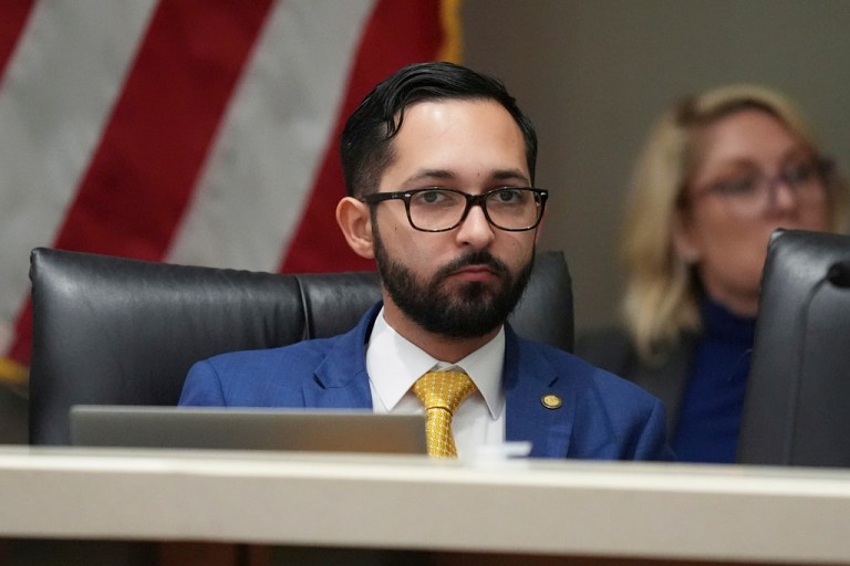 State Rep. Juan Carlos Porras participates in a meeting of the Combined Workgroup on Hemp, during a legislative session in Tallahassee, Fla., Thursday, March 6, 2025.