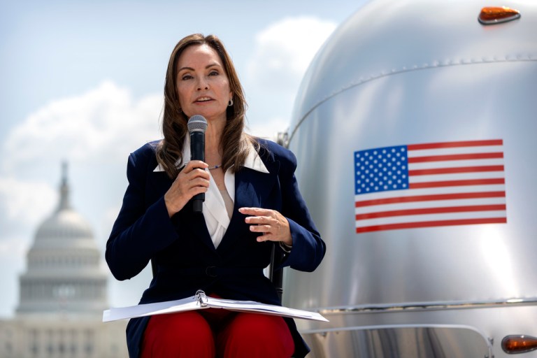 America250 chair Rosie Rios speaks during an event to mark the launch of the 