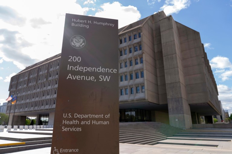The Department of Health and Human Services is seen in Washington, April 16, 2025. (AP Photo/Jose Luis Magana, File)