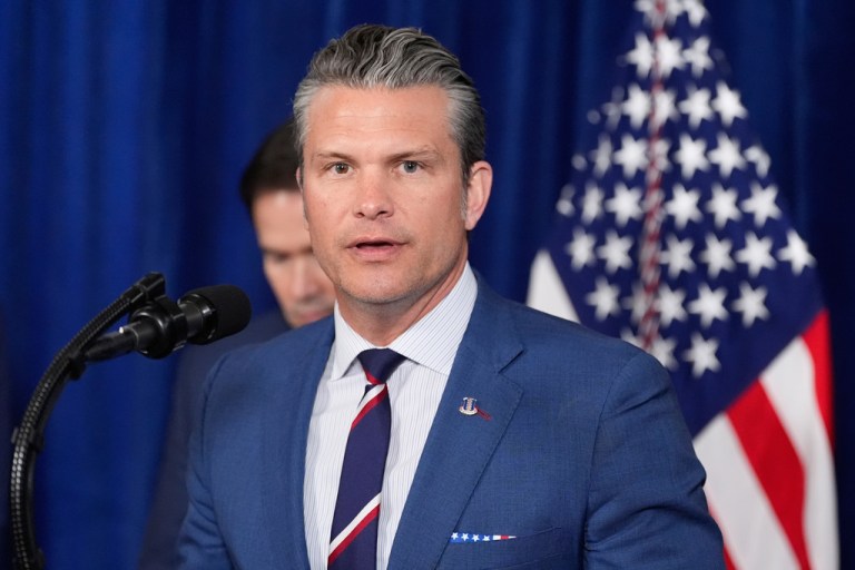 FILE - Defense Secretary Pete Hegseth speaks at Mar-a-Lag, Jan. 3, 2026, in Palm Beach, Fla. (AP Photo/Alex Brandon, File)