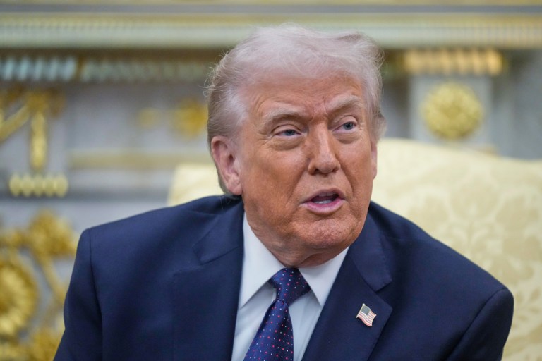 President Donald Trump has flooded the zone on Iran this week, deploying top administration officials to win over the public regarding the ongoing military operation. (AP Photo/Mark Schiefelbein, File)