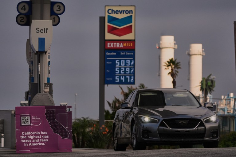 A motorist pumps gasoline in El Segundo, Calif., on March 4, 2026.
