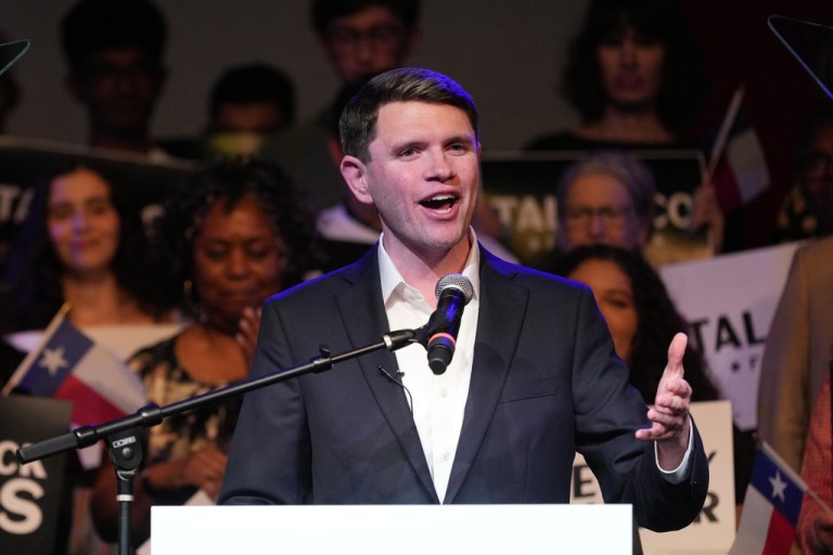Texas Democratic Senate candidate Texas state Rep. James Talarico, D-Austin, speaks for the first time since winning the Democratic nomination in Austin, Wednesday, March 4, 2026. (AP Photo/Eric Gay)