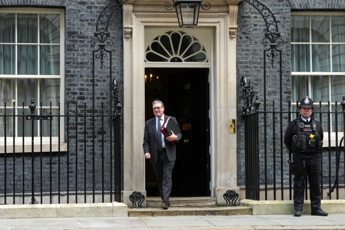 Starmer leaves 10 Downing Street with a portfolio tucked under his arm