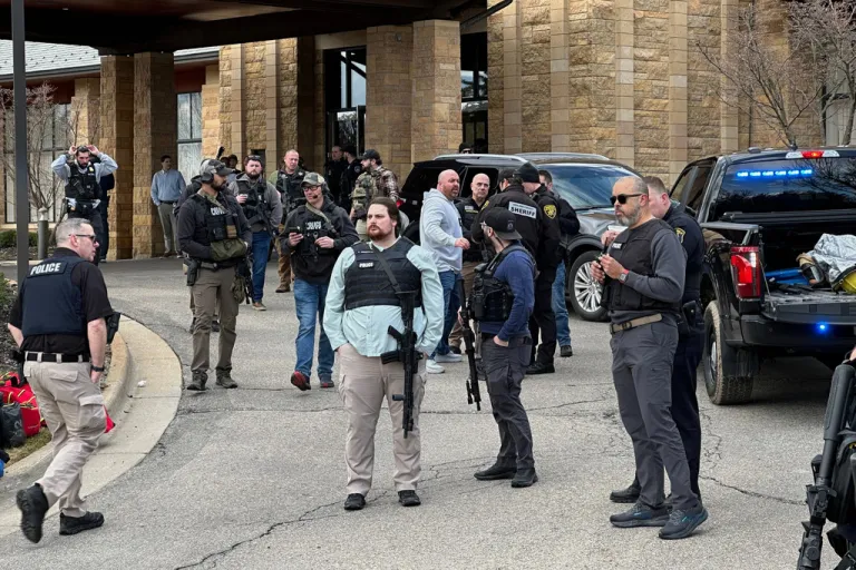 Law enforcement respond to a call at Temple Israel synagogue.