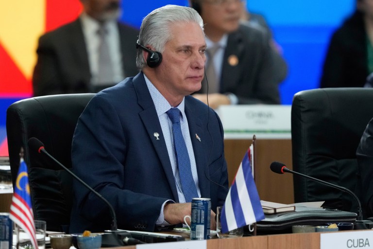 Cuban President Miguel Diaz-Canel attends the 17th annual BRICS summit in Rio de Janeiro on July 6, 2025.