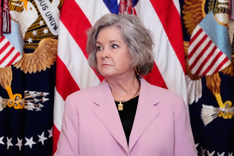 White House Chief of Staff Susie Wiles attends a board meeting of the John F. Kennedy Memorial Center For The Performing Arts in the East Room of the White House, Monday, March 16, 2026, in Washington.