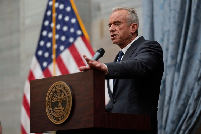 Health and Human Services Secretary Robert F. Kennedy, Jr. speaks to crowd.