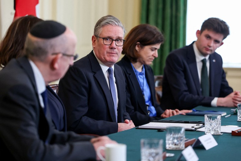 Keir Starmer sits with leaders from the London Jewish community