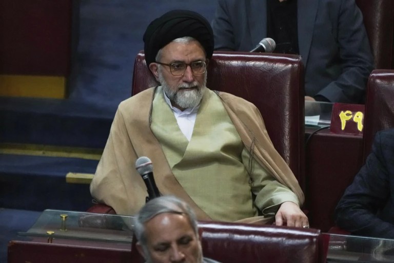 Iranian Intelligence Minister Esmaeil Khatib attends the inauguration ceremony of the 6th term of the Assembly of Experts in Tehran, Iran, May 21, 2024. (AP Photo/Vahid Salemi)