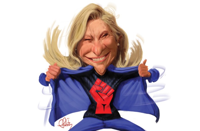Spanberger illustration by Thomas Fluharty for the Washington Examiner