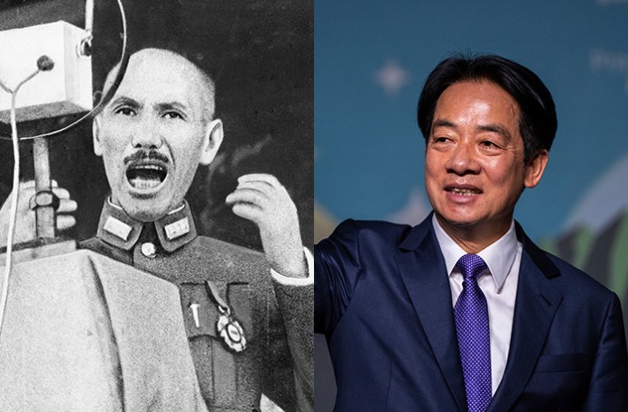 Left: Gen. Chiang Kai-shek. Right: Taiwanese President William Lai (AP Photo; Louise Delmotte/AP)