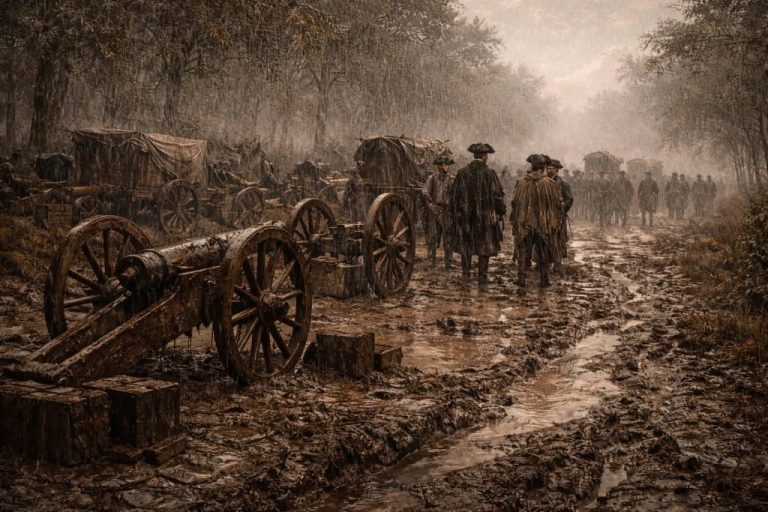 Colonel Henry Knox leading the cannons out of Boston (photo courtesy of Mount Vernon).