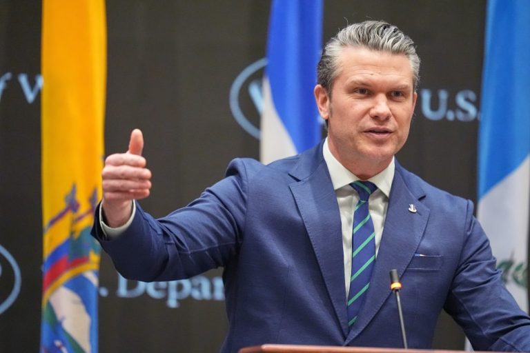 War Secretary Pete Hegseth speaks at the inaugural Americas Counter Cartel Conference at U.S. Southern Command in Doral, Fla., Thursday, March 5, 2026
