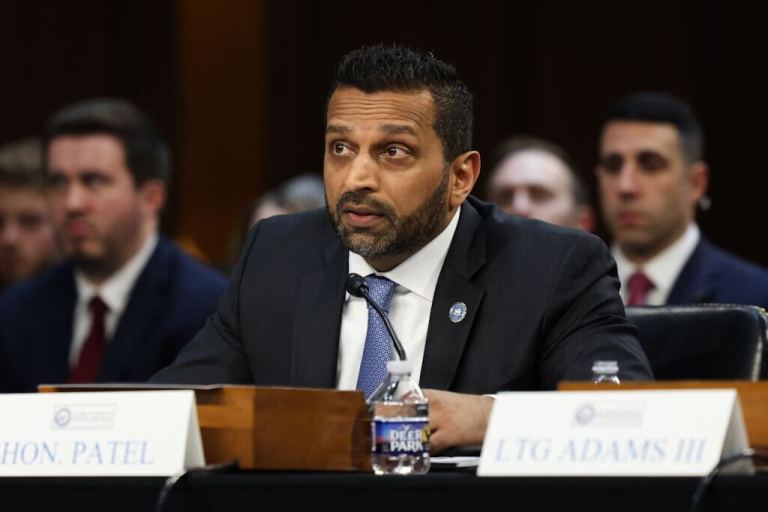 Kash Patel speaks before the Senate Select Committee on Intelligence.
