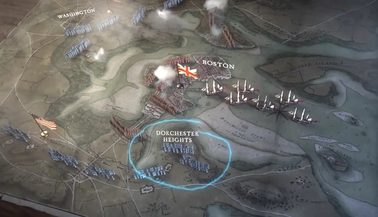 More than 2,000 patriot troops took Dorchester Heights without detection by the British.