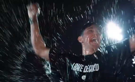 Dude gets baptized.