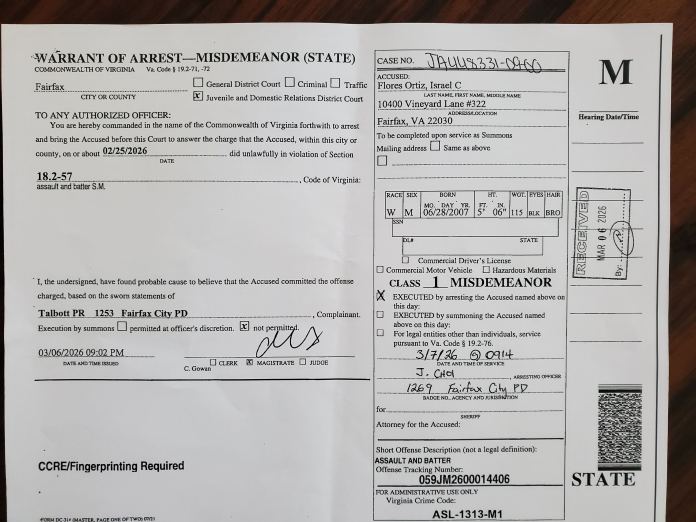 Israel Christopher Flores-Ortiz's charge papers {Courtesy of Stacy Langton)