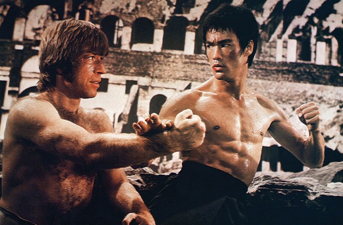 Chuck Norris and Bruce Lee in The Way of the Dragon, 1972. (Screen Archives/Getty Images)