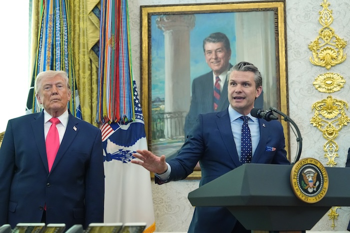 President Donald Trump and War Secretary Pete Hegseth.