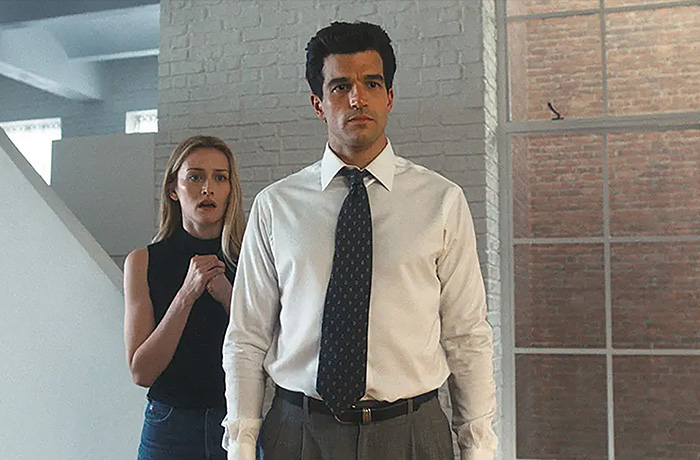 Sarah Pidgeon as Carolyn Bessette and Paul Anthony Kelly as John F. Kennedy Jr. in episode eight of Love Story. (Courtesy of FX)