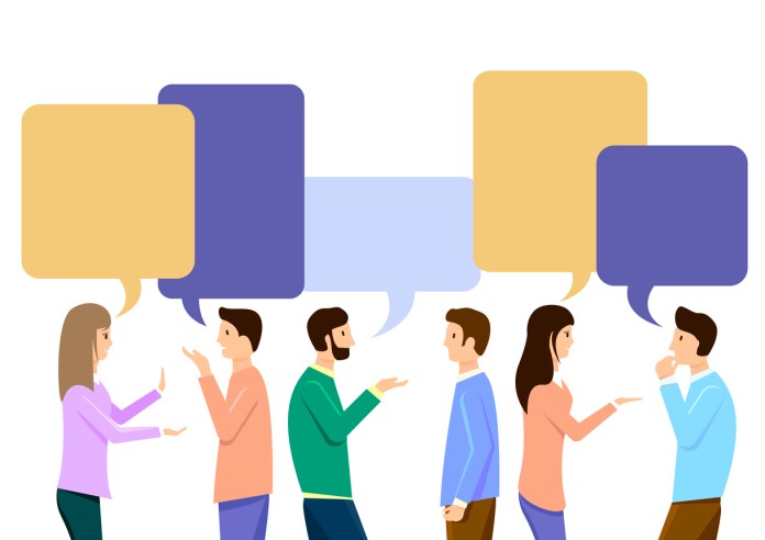 Discuss social network, teamwork. Friends talking. Vector illustration design.