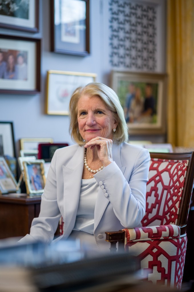 Sen. Shelley Moore Capito (R-WV) speaks to the Washington Examiner in her office in Washington. (Graeme Jennings/Washington Examiner)