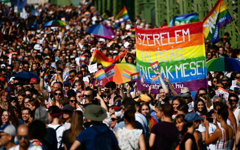 A gay pride parade in Hungary