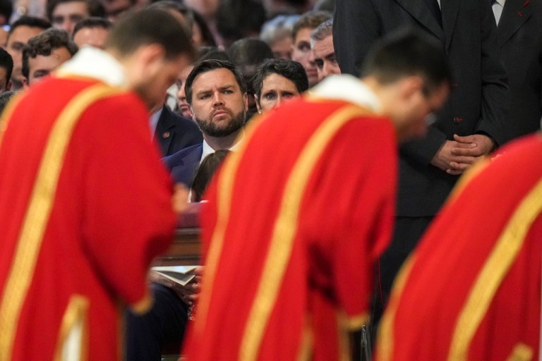 U.S. Vice President JD Vance attends a Good Friday service inside St. Peter's Basilica