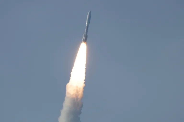 A United Launch Alliance Atlas V rocket with a payload of Amazon's Project Kuiper internet satellites lifts off from Launch Complex 41 at the Cape Canaveral Space Force Station, Monday, April 28, 2025, in Cape Canaveral.
