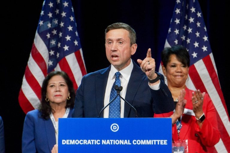 DNC chairman candidate Ken Martin speaks at the Democratic National Committee Winter Meeting in National Harbor, Md., Feb. 1, 2025.