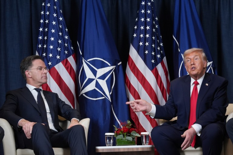 President Donald Trump meets with NATO Secretary-General Mark Rutte at the 2026 World Economic Forum meeting in Davos, Switzerland.