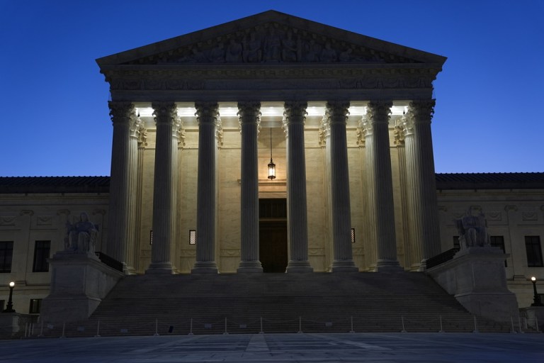 Shown is the U.S. Supreme Court Building in Washington, Tuesday, Feb. 24, 2026. (AP Photo/Matt Rourke)