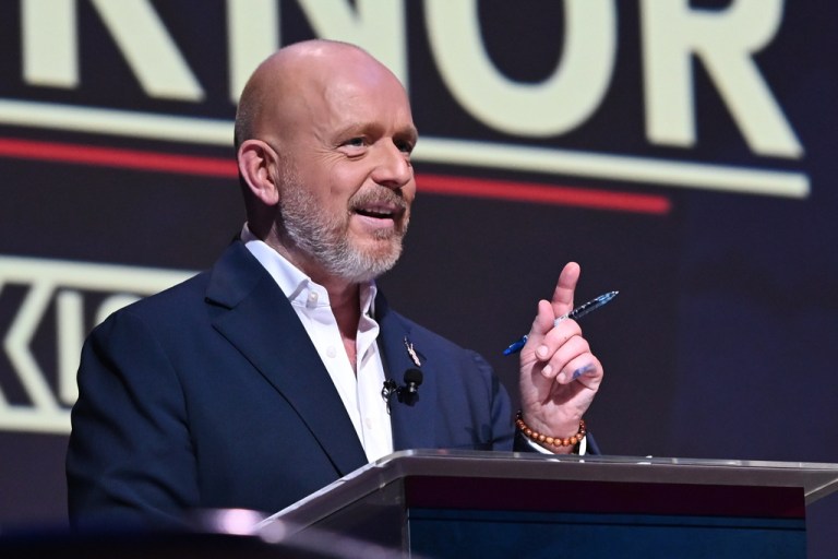 Steve Hilton speaks during the California gubernatorial candidate debate