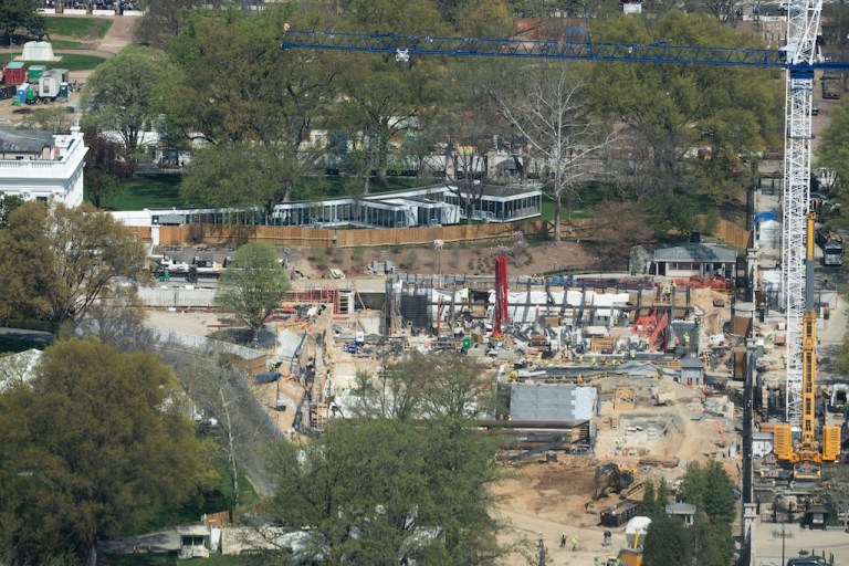 Work continues on the construction of the ballroom at the White House in Washington.