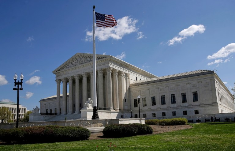 The Supreme Court is seen in Washington, Tuesday, April 7, 2026. (AP Photo/Rahmat Gul)