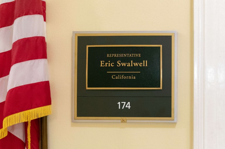 The entrance to the office of Rep. Eric Swalwell (D-CA).