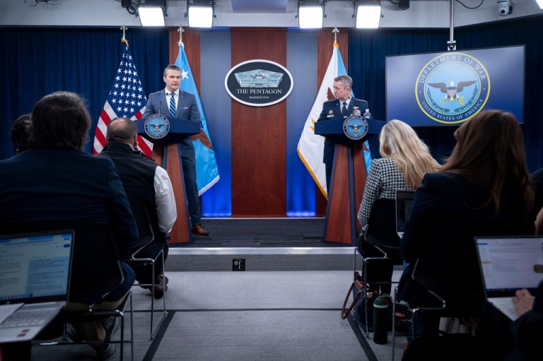 War Secretary Pete Hegseth and Chairman of the Joint Chiefs of Staff Gen. Dan Caine.