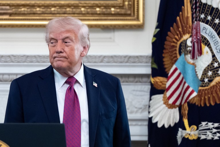 Donald Trump in the State Dining Room of the White House