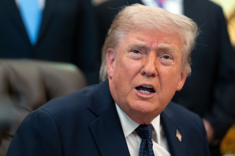 President Donald Trump talking